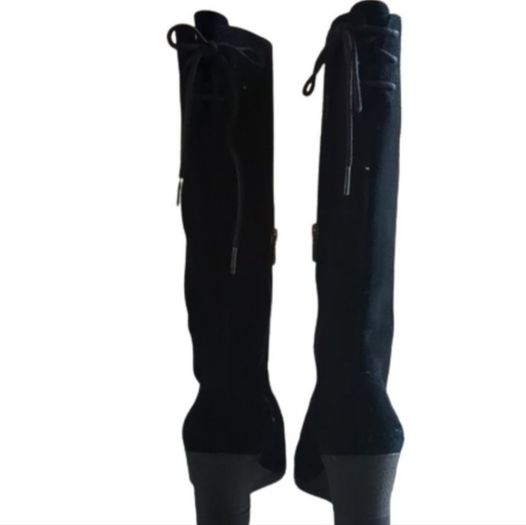 UGG BLACK SUEDE TALL WEDGE BOOTS EUC SIZE 6 - Picture 3 of 9